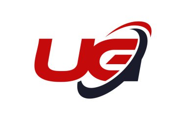 UG Logo Swoosh elips kırmızı mektup vektör kavramı