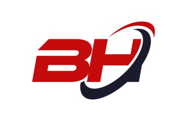 BH Logo Swoosh elips kırmızı mektup vektör kavramı