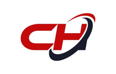 CH Logo Swoosh elips kırmızı mektup vektör kavramı