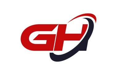 GH Logo Swoosh elips kırmızı mektup vektör kavramı
