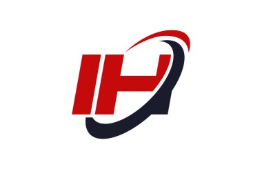 IH Logo Swoosh elips kırmızı mektup vektör kavramı