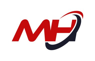 MH Logo Swoosh elips kırmızı mektup vektör kavramı