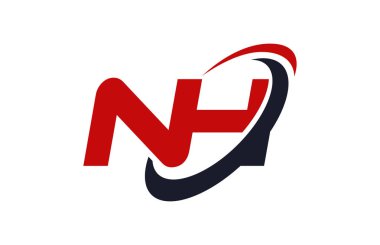 NH Logo Swoosh elips kırmızı mektup vektör kavramı