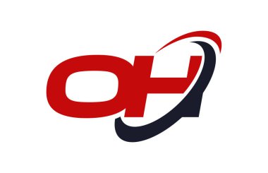 Oh Logo Swoosh elips kırmızı mektup vektör kavramı