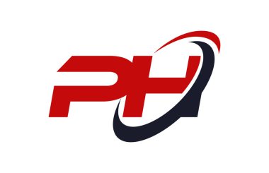 PH Logo Swoosh elips kırmızı mektup vektör kavramı