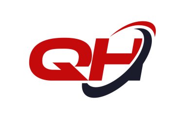 Qh Logo Swoosh elips kırmızı mektup vektör kavramı