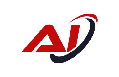 AI Logo Swoosh elips kırmızı mektup vektör kavramı