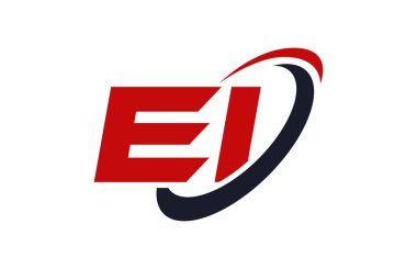 Ei Logo Swoosh elips kırmızı mektup vektör kavramı