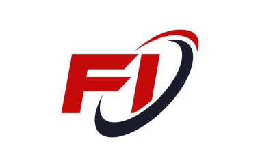 Fi logosu Swoosh elips kırmızı mektup vektör kavramı