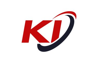 Ki Logo Swoosh elips kırmızı mektup vektör kavramı