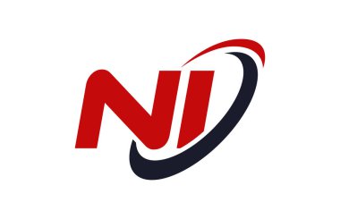 Ni Logo Swoosh elips kırmızı mektup vektör kavramı