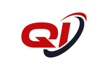 Qi Logo Swoosh elips kırmızı mektup vektör kavramı
