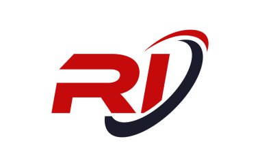RI Logo Swoosh elips kırmızı mektup vektör kavramı