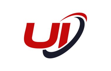 UI Logo Swoosh elips kırmızı mektup vektör kavramı