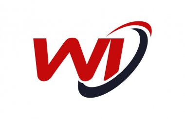 Wi Logo Swoosh elips kırmızı mektup vektör kavramı