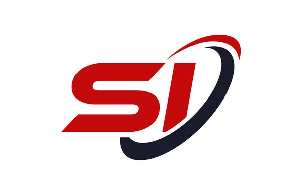 Logo Swoosh Elipse Vermelho Carta Vetor Conceito — Vetor de Stock