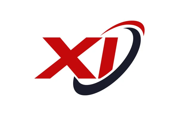 Elips Kırmızı Mektup Vektör Kavramı Logo Swoosh — Stok Vektör