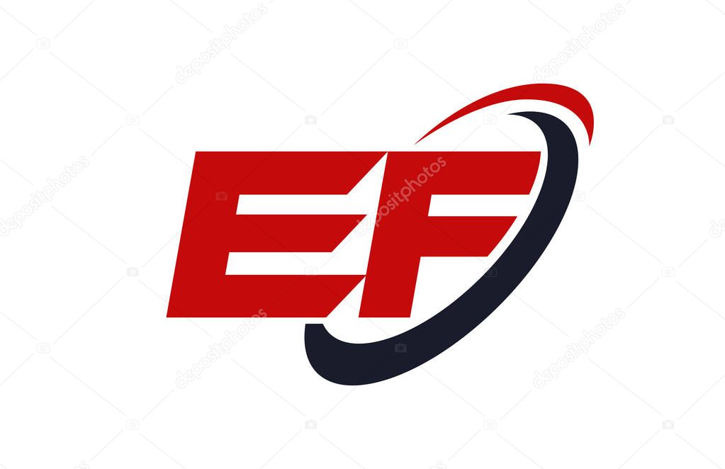 EF Logo Swoosh Ellipse Red Letter Vector Concept