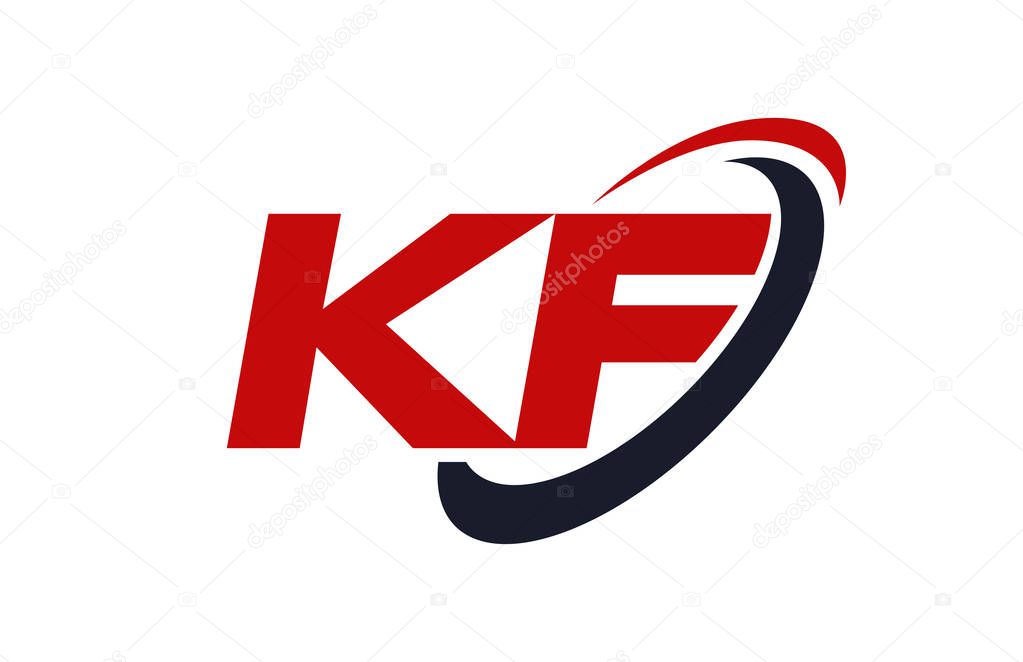 KF Logo Swoosh Ellipse Red Letter Vector Concept