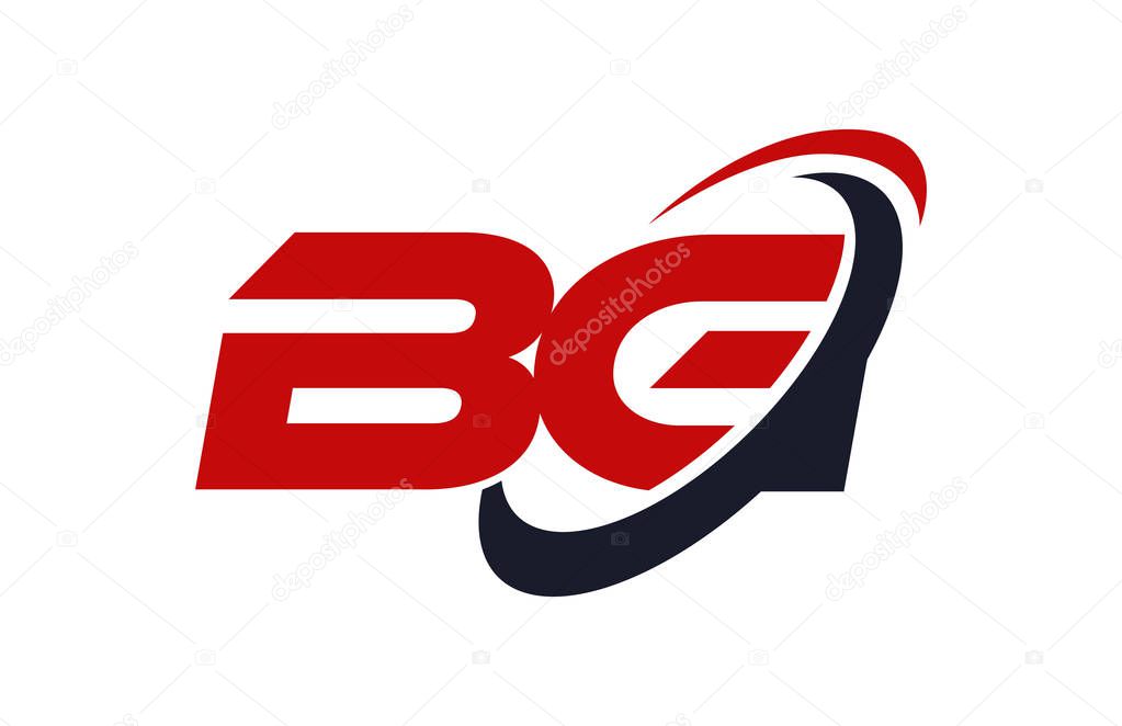 BG Logo Swoosh Ellipse Red Letter Vector Concept