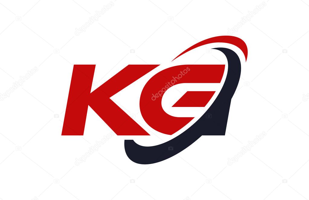 KG Logo Swoosh Ellipse Red Letter Vector Concept
