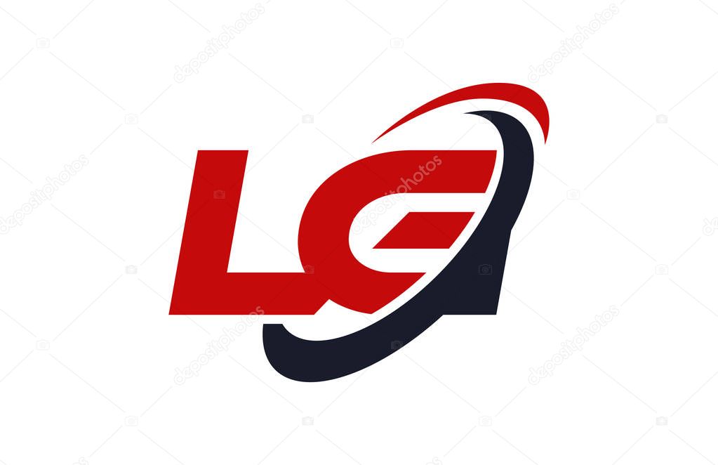 LG Logo Swoosh Ellipse Red Letter Vector Concept