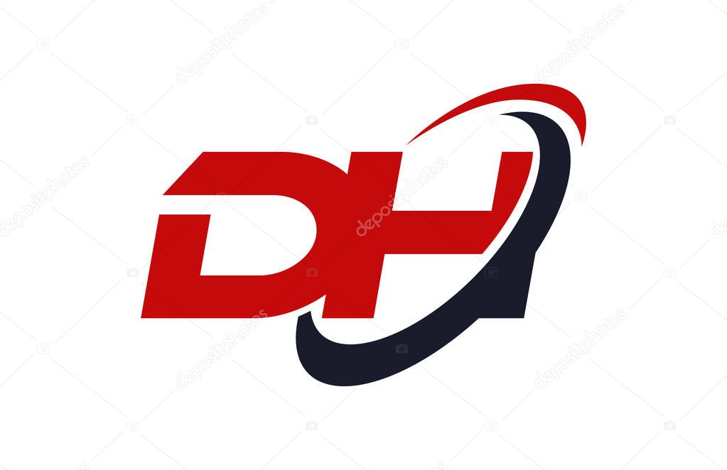 DH Logo Swoosh Ellipse Red Letter Vector Concept