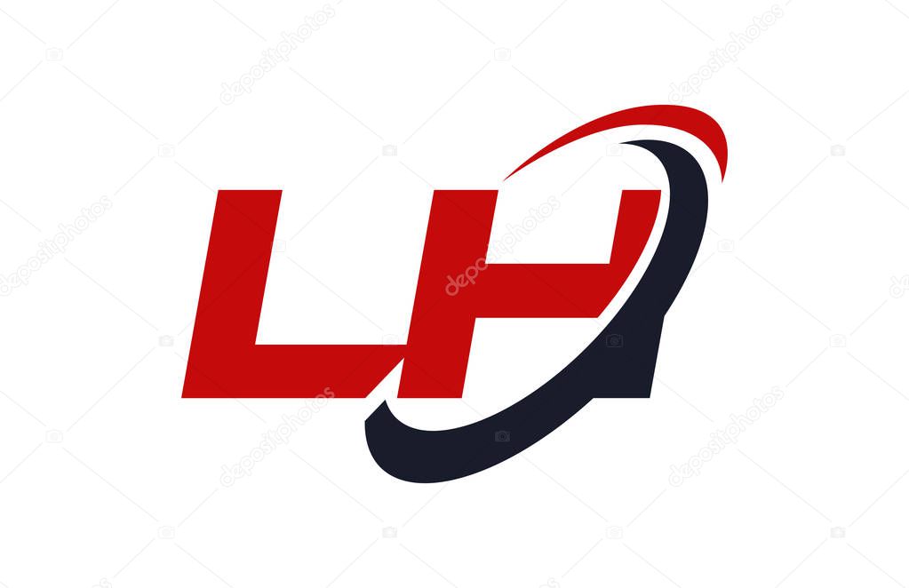 LH Logo Swoosh Ellipse Red Letter Vector Concept