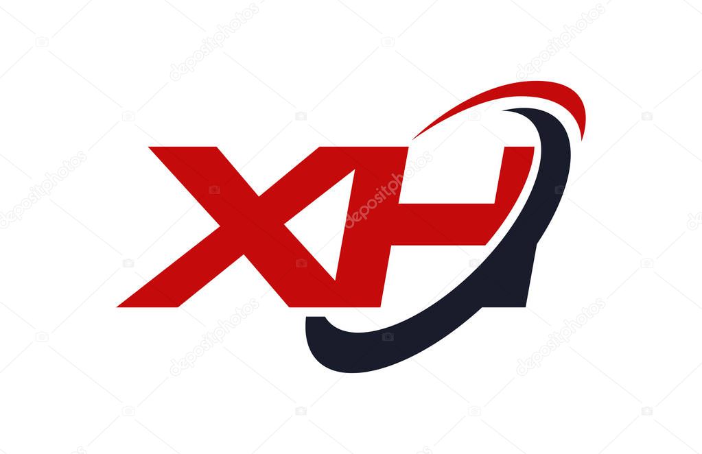 XH Logo Swoosh Ellipse Red Letter Vector Concept