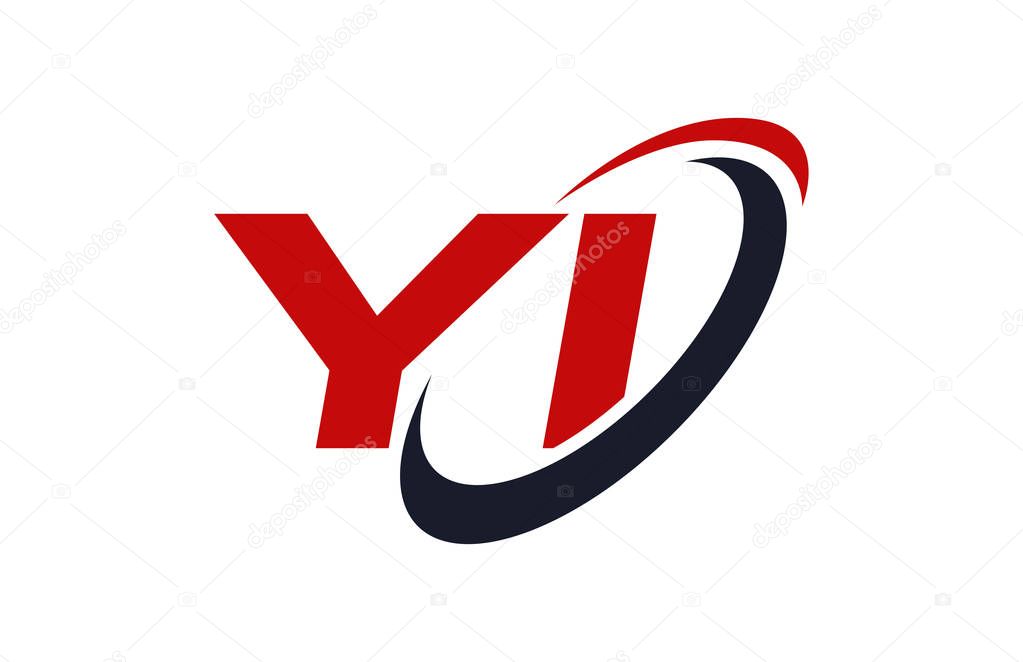 YI Logo Swoosh Ellipse Red Letter Vector Concept