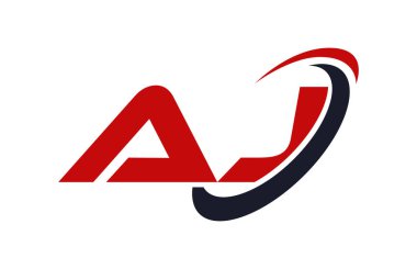 AJ Logo Swoosh elips kırmızı mektup vektör kavramı