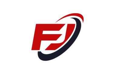 FJ Logo Swoosh elips kırmızı mektup vektör kavramı