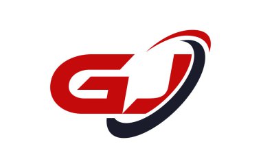 GJ Logo Swoosh elips kırmızı mektup vektör kavramı