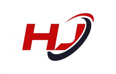 HJ Logo Swoosh elips kırmızı mektup vektör kavramı