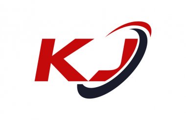KJ Logo Swoosh elips kırmızı mektup vektör kavramı