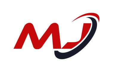 MJ Logo Swoosh elips kırmızı mektup vektör kavramı