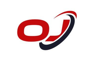 OJ Logo Swoosh elips kırmızı mektup vektör kavramı