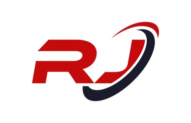 RJ Logo Swoosh elips kırmızı mektup vektör kavramı