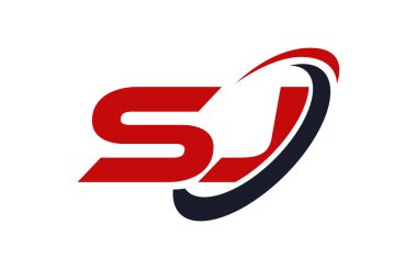 SJ Logo Swoosh elips kırmızı mektup vektör kavramı