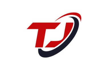 TJ Logo Swoosh elips kırmızı mektup vektör kavramı