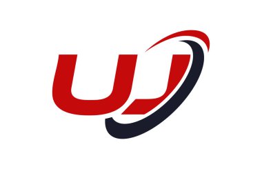 Uj Logo Swoosh elips kırmızı mektup vektör kavramı