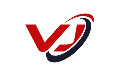 VJ Logo Swoosh elips kırmızı mektup vektör kavramı