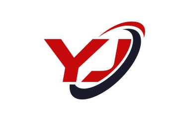 Yj Logo Swoosh elips kırmızı mektup vektör kavramı