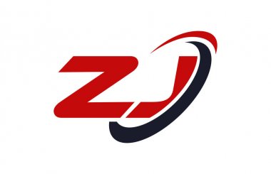 ZJ Logo Swoosh elips kırmızı mektup vektör kavramı
