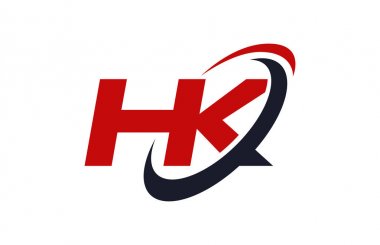 HK Logo Swoosh elips kırmızı mektup vektör kavramı