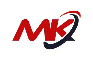 MK Logo Swoosh elips kırmızı mektup vektör kavramı