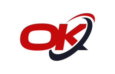 Tamam Logo Swoosh elips kırmızı mektup vektör kavramı