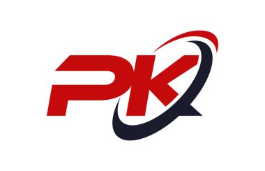 PK Logo Swoosh elips kırmızı mektup vektör kavramı