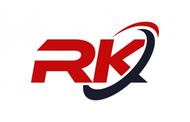 RK Logo Swoosh elips kırmızı mektup vektör kavramı