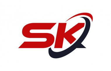 SK Logo Swoosh elips kırmızı mektup vektör kavramı